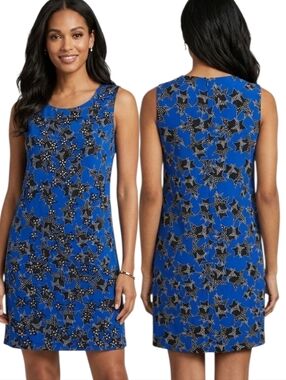 DIANE VON FURSTENBERG Cobalt Blue Stars & Sparkles Silk Shift Dress - Size 2